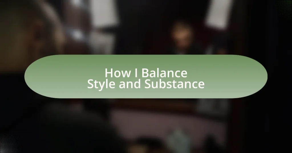 How I Balance Style and Substance
