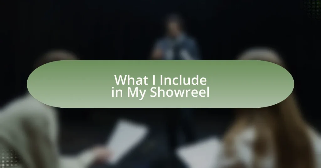 What I Include in My Showreel