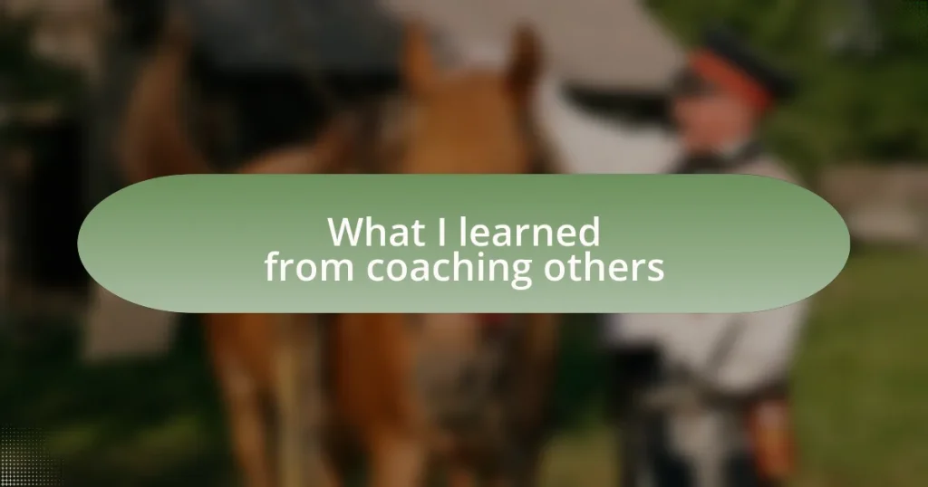 What I learned from coaching others