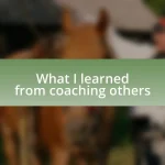 What I learned from coaching others
